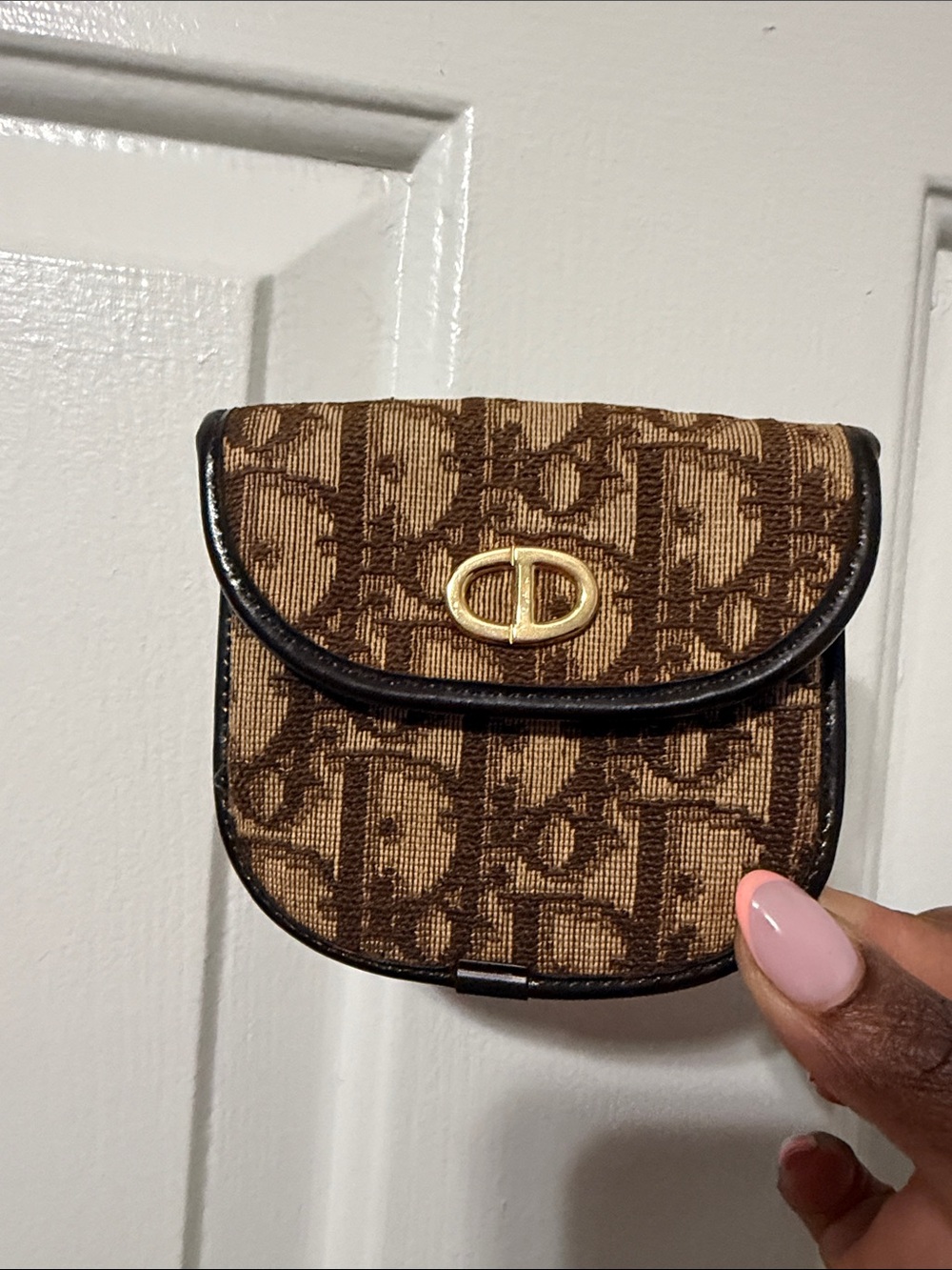Dior Brown Monogram Foldover Coin Pouch